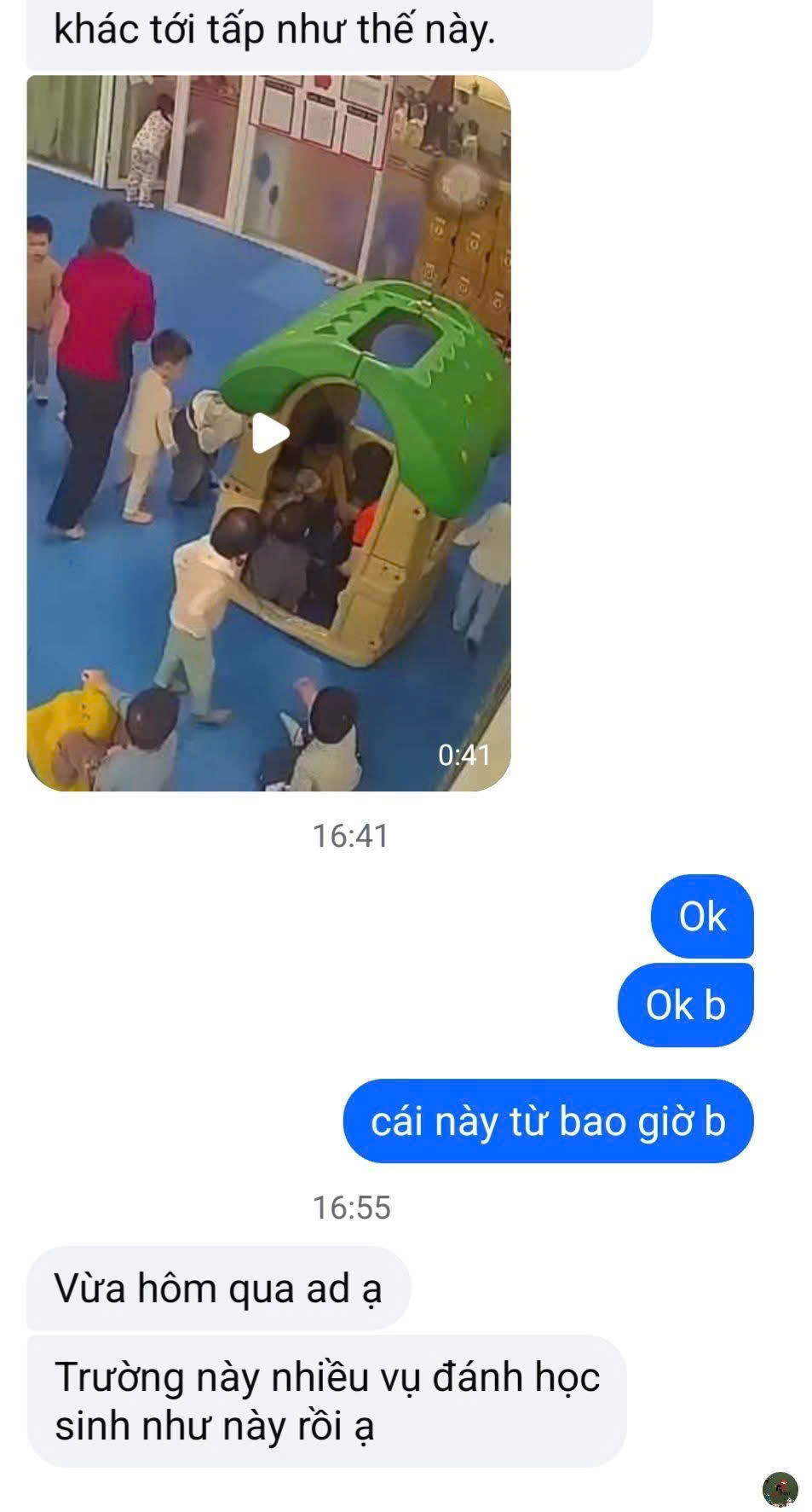 Phụ huynh gửi phản ánh video tại 1 trường mầm non ở Tp Thái Bình cũ